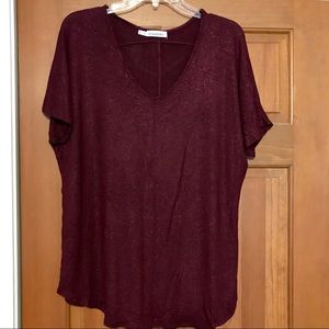 Maurices Plus Size 0 Maroon Glitter Shirt